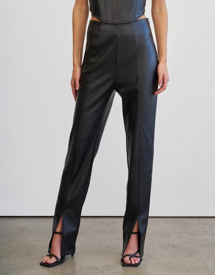 4th & Reckless Split Front Pu Pant In Black - Part Of A Set