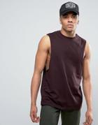 Asos Sleeveless T-shirt With Dropped Armhole In Purple - Purple