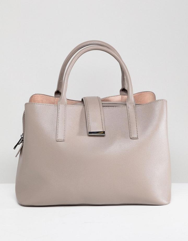 Asos Design Soft Pinch Lock Tote Bag - Gray