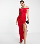 Jaded Rose Tall Bardot Maxi Dress In Red