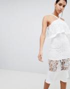Club L Crochet Peplum Hem Dress - White