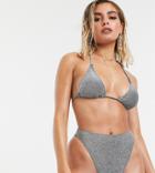 South Beach Exclusive Bikini Top In Metallic Silver Glitter
