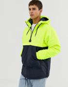 Pull & Bear Half-zip Jacket With Hood In Neon - Yellow