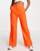 Asos Design Relaxed Wide Leg Flare Pants In Orange