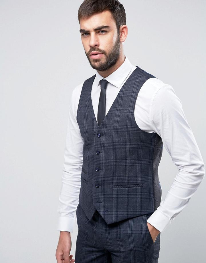 Harry Brown Navy Heritage Check Vest - Navy
