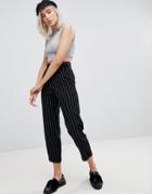 Pull & Bear Stripe High Waisted Pants - Blue