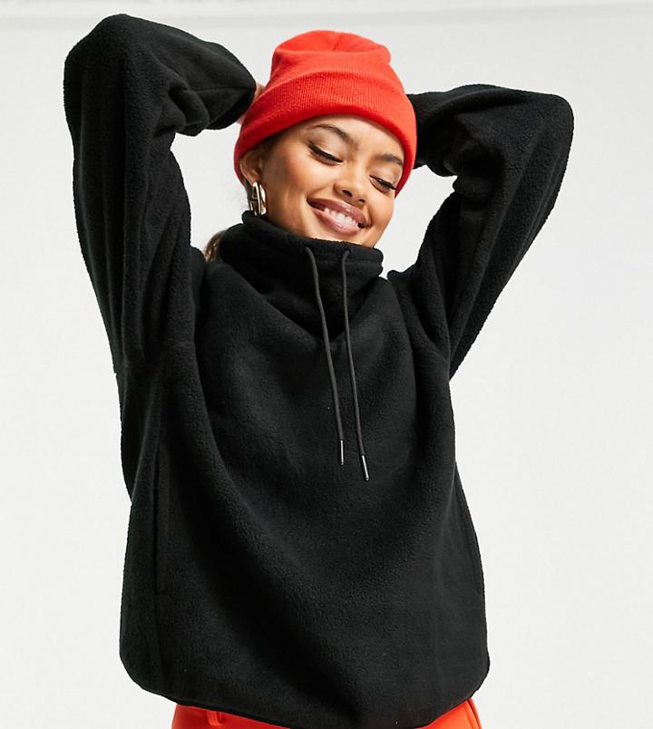 Asos 4505 Petite Ski Fleece Ski Mid Layer Over The Head Fleece-black
