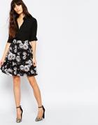 Minimum High Waisted Floral Skirt - 999 Black
