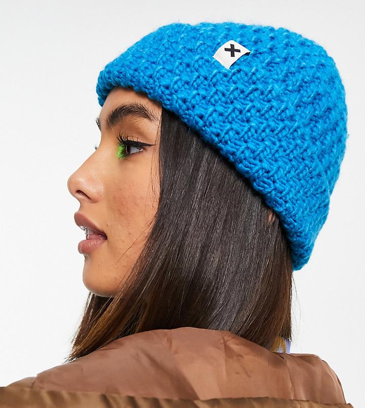 Collusion Unisex Crochet Fisherman Beanie In Blue-blues