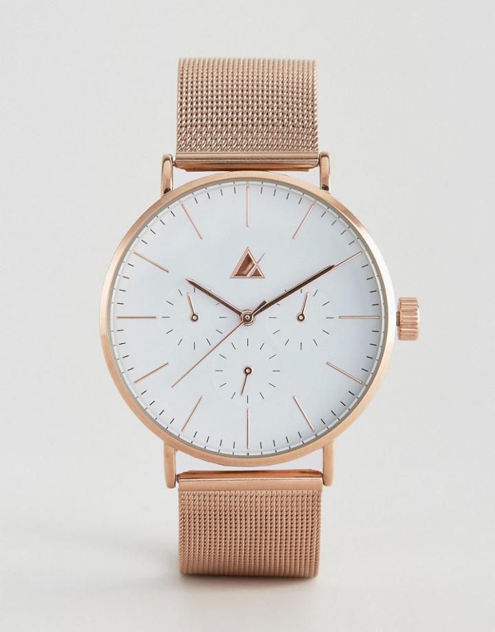 Asos Mesh Bracelet Watch In Rose Gold - Multi