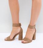 Raid Wide Fit Imani Black Block Heeled Sandals - Beige