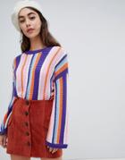 Asos Design Sweater With Vertical Stripe - Multi