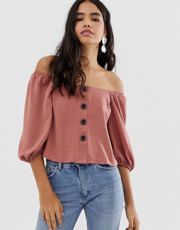 New Look Herringbone Blouse In Pink - Pink