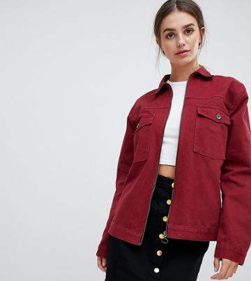 Kubban Tall Boxy Denim Jacket - Red