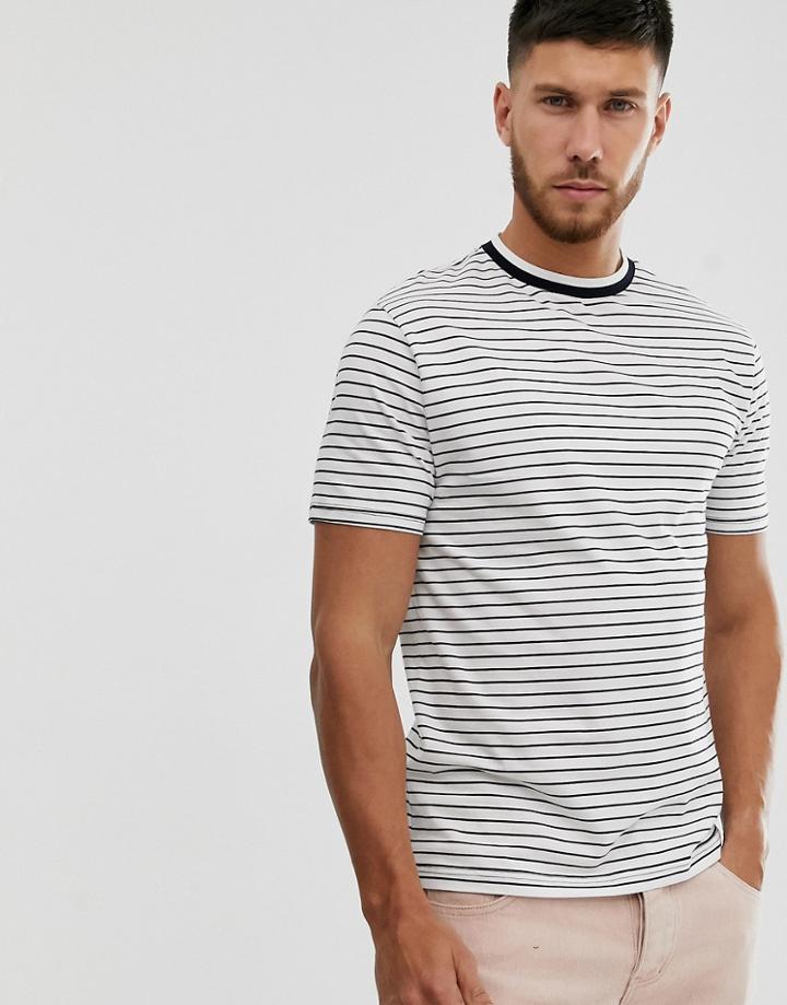 River Island T-shirt With White & Black Horizontal Stripe