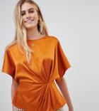 New Look Twist Front Blouse In Rust