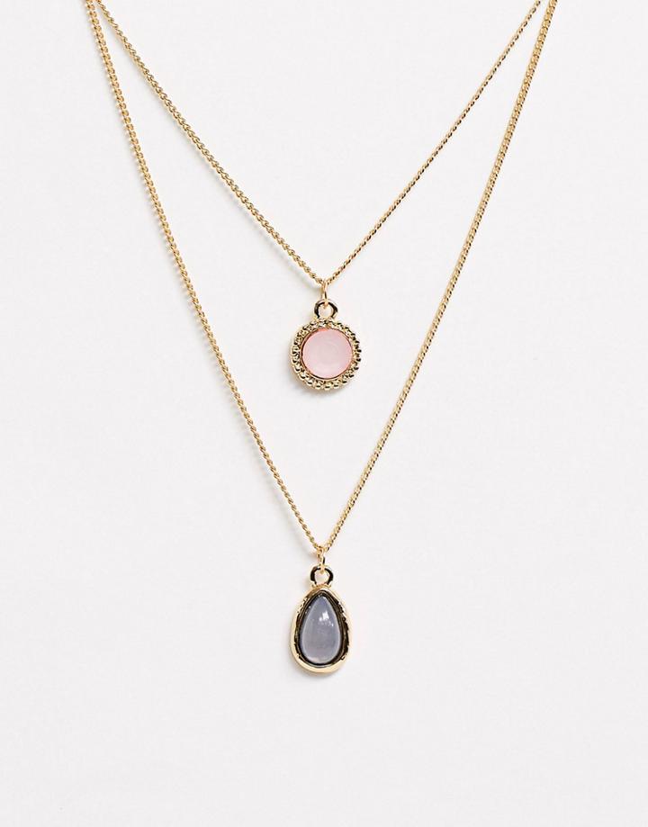 Designb London Multipack Two Single Gem Stone Layering Necklaces