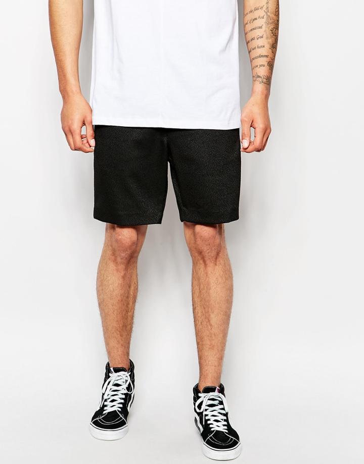 Asos Skinny Shorts In Textured Fabric - Black