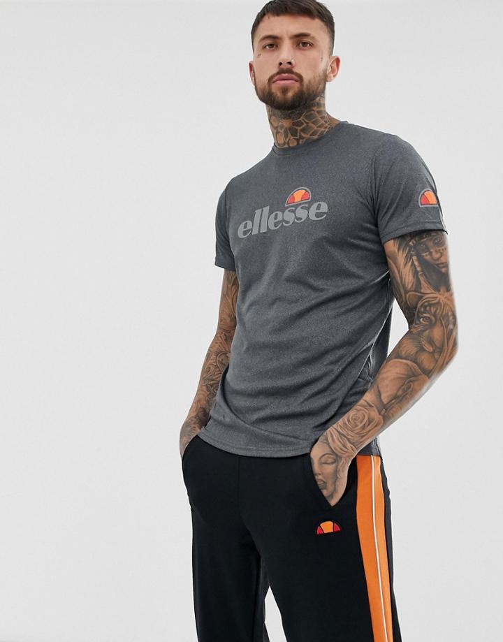 Elllesse Sport Sammeti T-shirt With Large Logo In Black Marl - Black
