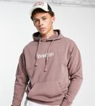 New Look Hoodie With Brooklyn Print In Washed Rust-red