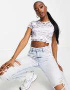 Motel Cropped T-shirt In Cherub Mesh-white