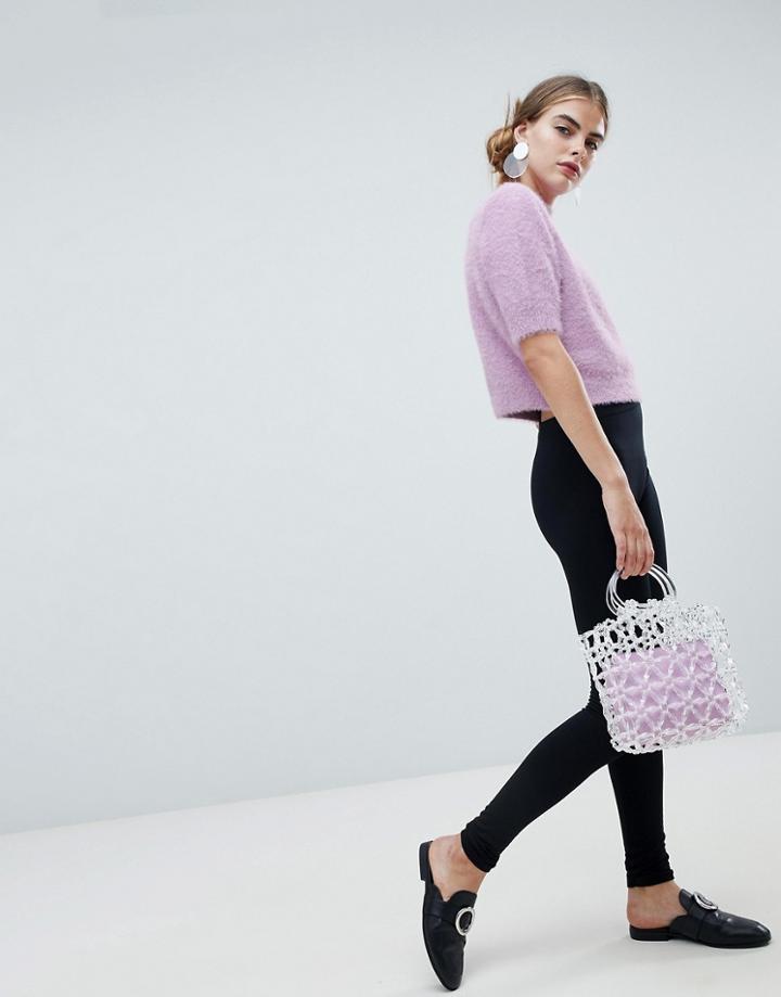 New Look Fleece Lined Leggings In Black - Black