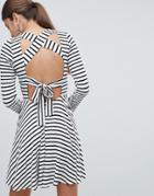 Prettylittlething Striped Tie Back Dress - Multi