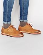 Asos Derby Shoes In Tan Nubuck Leather - Tan