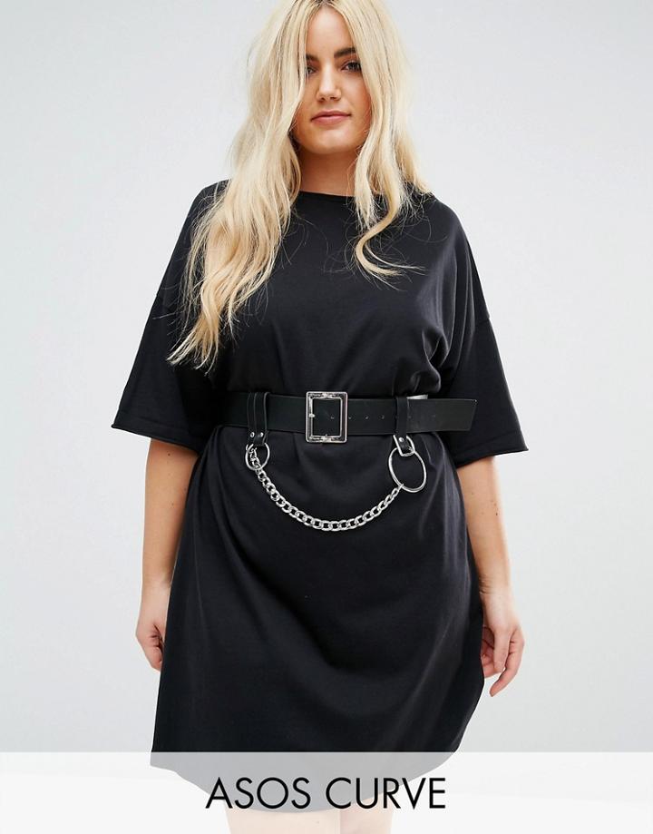 Asos Curve Chain & Ring Detail Waist & Hip Belt - Black