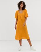 Asos Design Premium Knitted Oversize Trapeze Midi Dress-orange