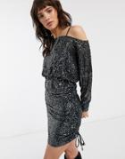 Free People Gisele Sequin Mini Dress In Black