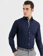 Selected Homme Slim Fit Washed Cotton Shirt In Navy