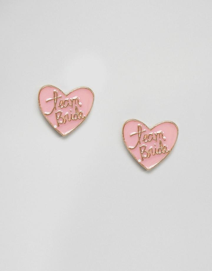 Asos Design Hen Team Bride Stud Earrings - Gold