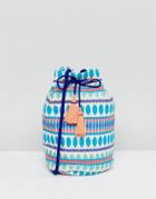 Ashiana Embroidered Across Body Bucket Bag With Tassel Detail - Blue