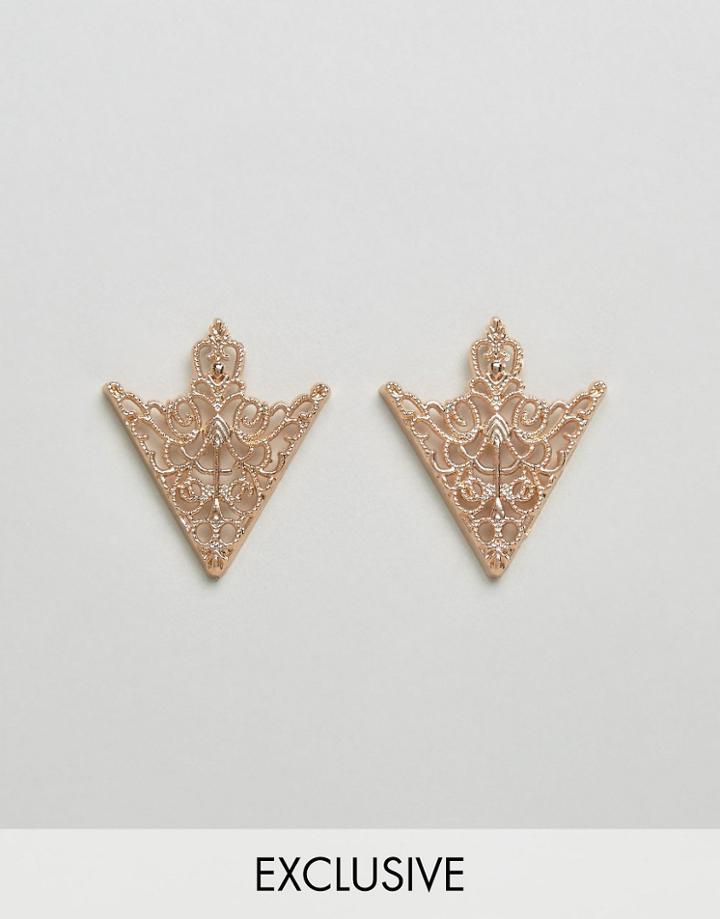Reclaimed Vintage Inspired Patterned Collar Tips - Gold