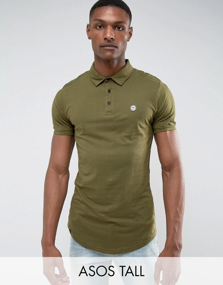 Le Breve Tall Curved Hem Polo With Back Panelling - Black