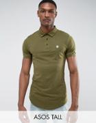 Le Breve Tall Curved Hem Polo With Back Panelling - Black