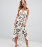 Asos Design Petite Slinky Occasion Maxi Dress In Floral Print - Multi