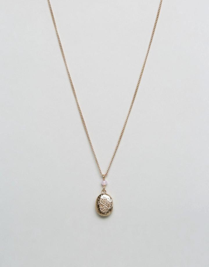 Asos Mini Locket Bead Necklace - Pink