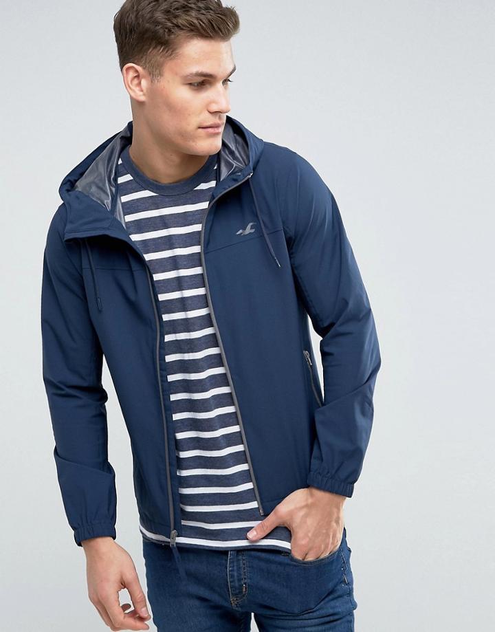 Hollister Hooded Windbreaker In Navy - Navy