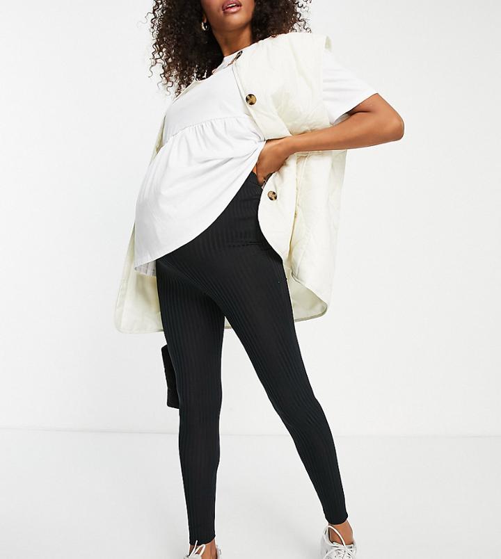 Flounce London Maternity Rib Legging In Black