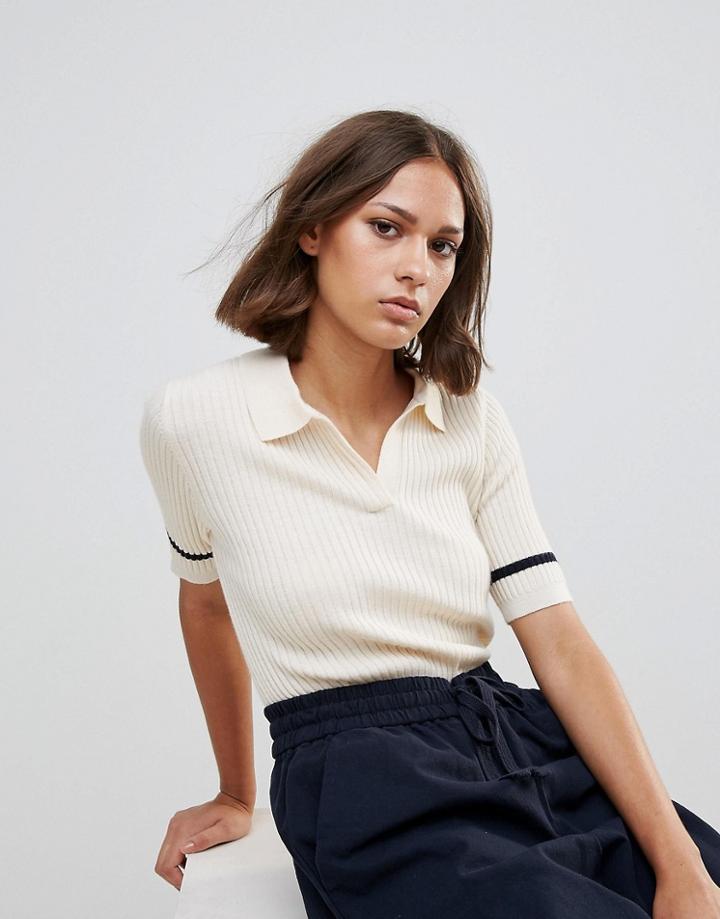Wood Wood Robin Merino Wool Polo Shirt - White