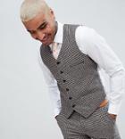 Heart & Dagger Skinny Wedding Vest In Dogstooth - Pink