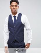 Only & Sons Super Skinny Vest In Cotton Sateen - Navy