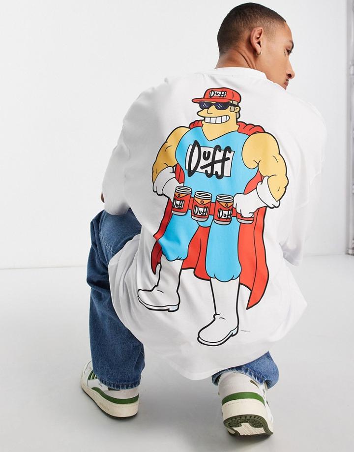 Asos Design Oversized T-shirt With The Simpsons Duff Man Print In White