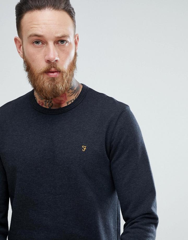Farah Tim Slim Fit Crew Neck Sweat In Black - Black