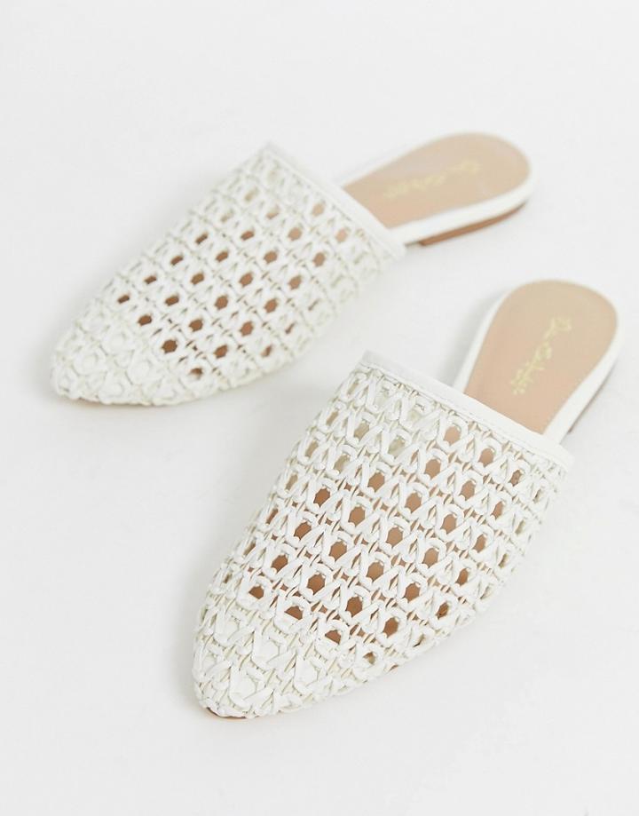 Miss Selfridge Woven Mules In White - White