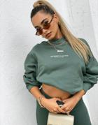 Asos Weekend Collective Sweatshirt With Large Back Logo In Khaki-green