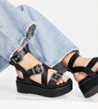 Asos Design Wide Fit Toby Chunky Flatform Sandals In Black