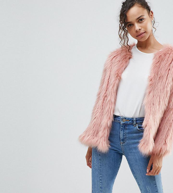River Island Petite Fur Coat - Pink